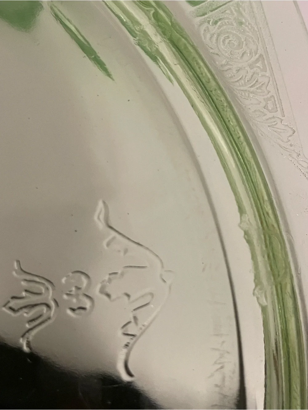 Vintage Anchor Hocking Uranium Glass Serving Plate Cake Plate Princess Pattern